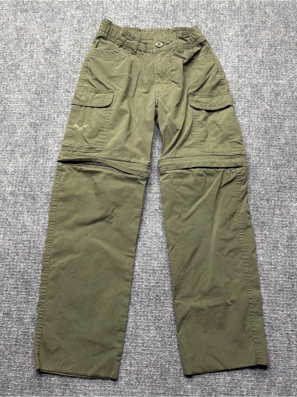 Boy Scouts Of America Cargo Pants Youth 8 Green Switchback Convertible Unhemmed